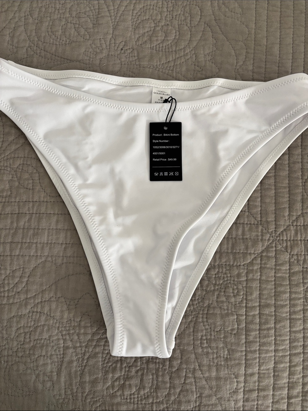 NWT Ocean Blue White swim bottom Sz M